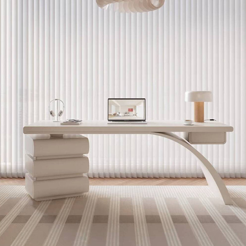 Onda Cream Sculpted Wood Desk