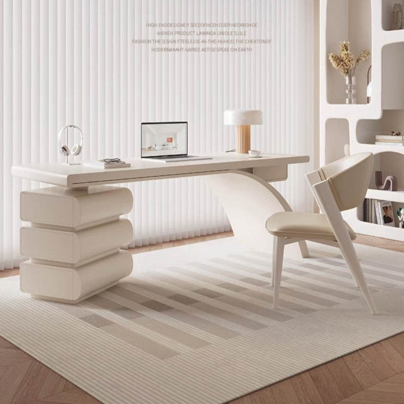 Onda Cream Sculpted Wood Desk