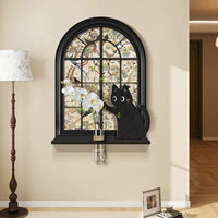 Curious Cat Window Frame Wall Decor