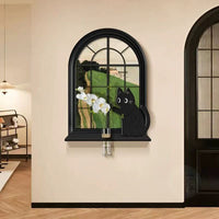 Curious Cat Window Frame Wall Decor