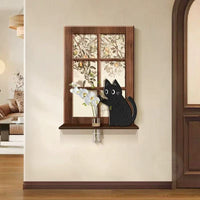 Curious Cat Window Frame Wall Decor