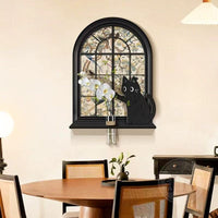 Curious Cat Window Frame Wall Decor