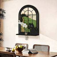 Curious Cat Window Frame Wall Decor