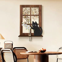 Curious Cat Window Frame Wall Decor