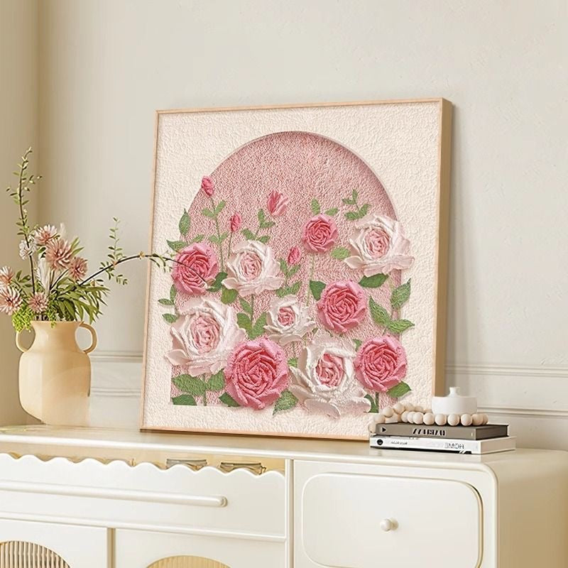 Blush Bloom Wall Art – Rose Relief Frame