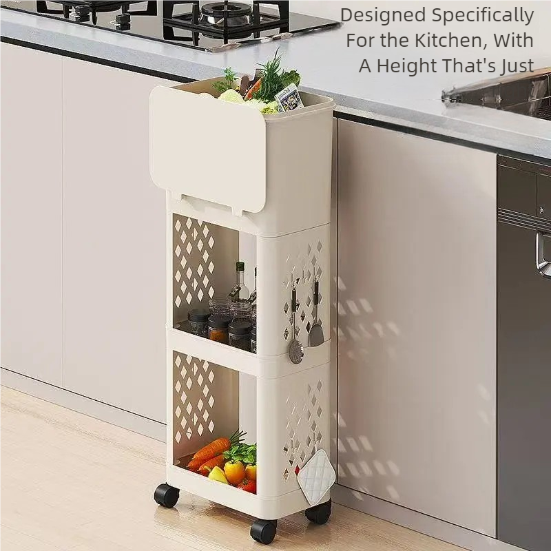 SlimFit Kitchen Storage Cart with Trash Bin