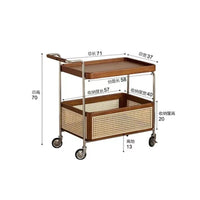 Solid Wood Mobile Storage Rattan Storage Cart