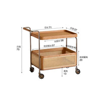 Solid Wood Mobile Storage Rattan Storage Cart