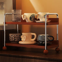 Double Layer Solid Wood Storage Rack