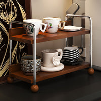 Double Layer Solid Wood Storage Rack
