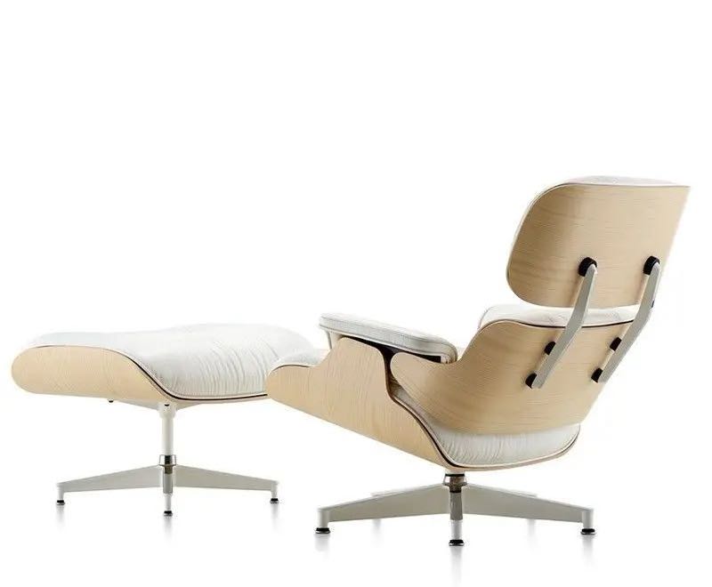 Eames Leather Recliner + Footrest Combination