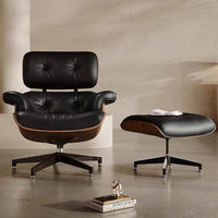 Eames Leather Recliner + Footrest Combination