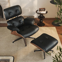 Eames Leather Recliner + Footrest Combination