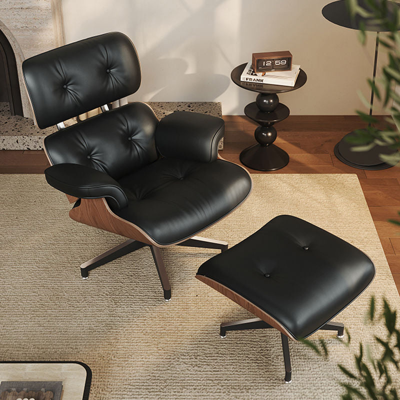 Eames Leather Recliner + Footrest Combination