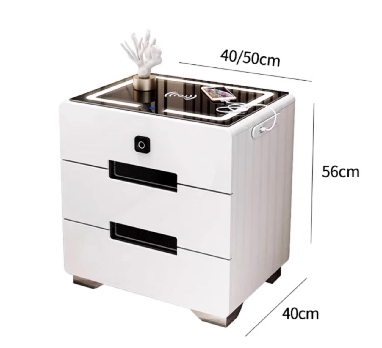 Wireless Charge Nightstand With Safe
