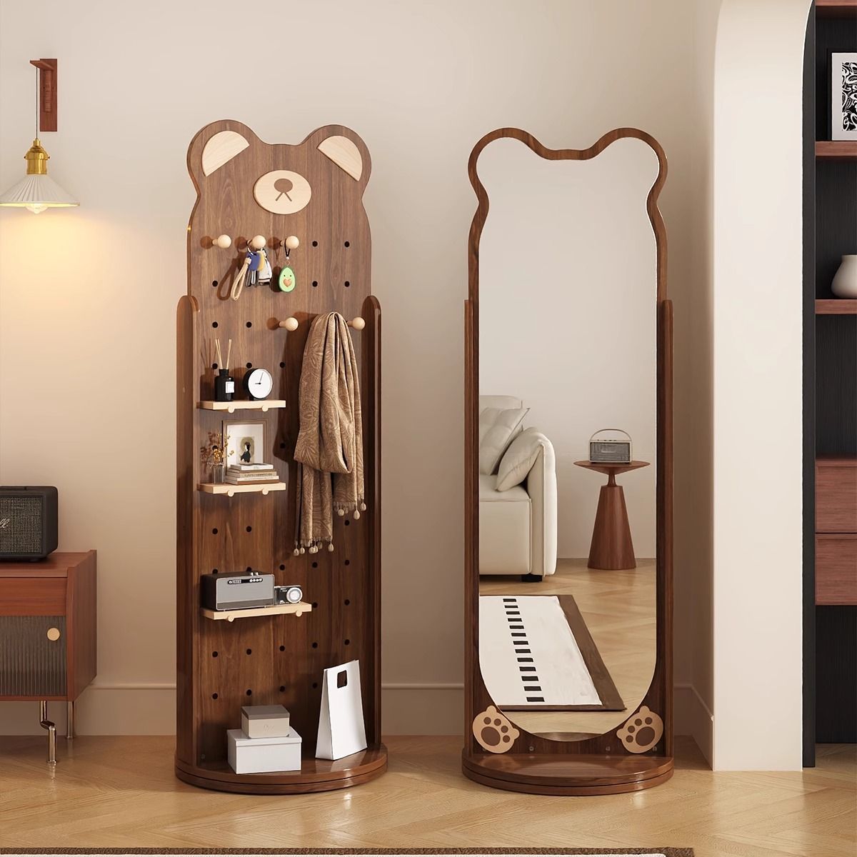 Bear Hug Rotatable Full-Length Mirror & Coat Rack Set