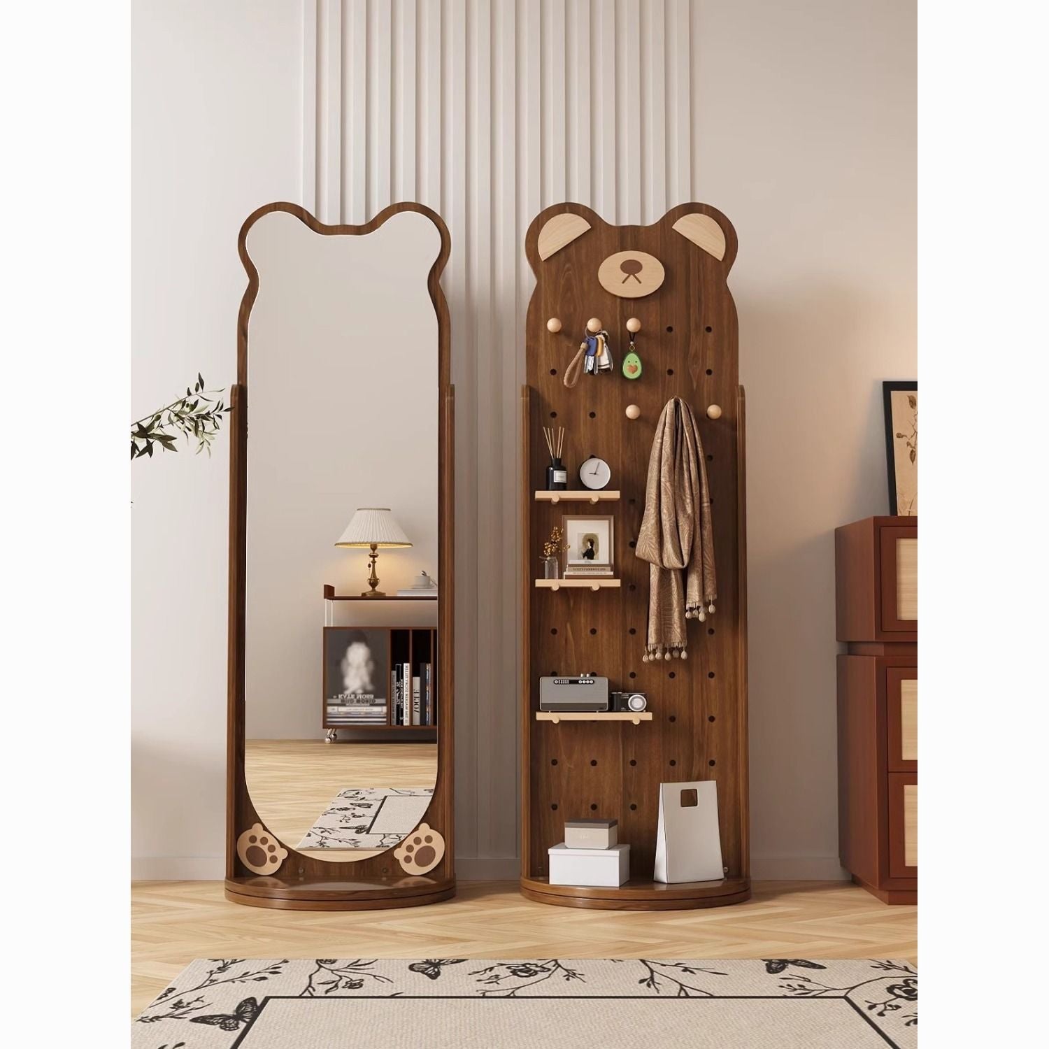 Bear Hug Rotatable Full-Length Mirror & Coat Rack Set