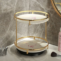 Marble Elegance Rotating Cosmetic Organizer