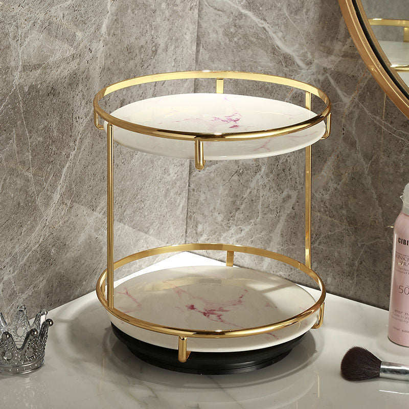Marble Elegance Rotating Cosmetic Organizer