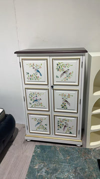 Vintage Meadow Hand-Painted Shoe Cabinet