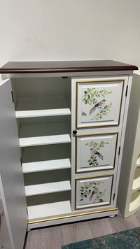 Vintage Meadow Hand-Painted Shoe Cabinet
