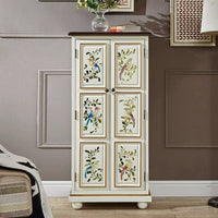 Vintage Meadow Hand-Painted Shoe Cabinet