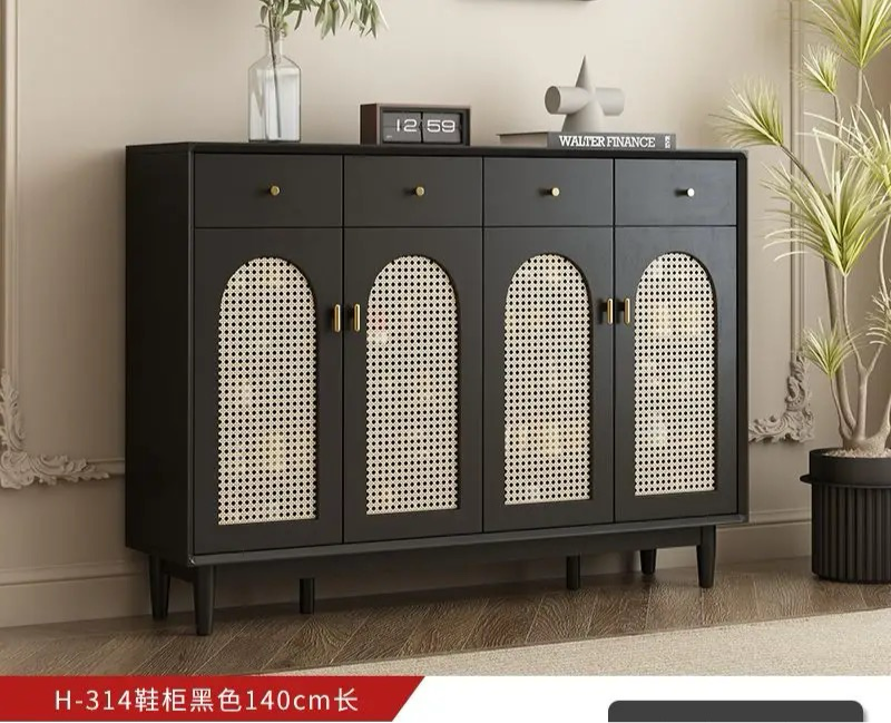 Baymak Retro Rattan Home Shoe Cabinet