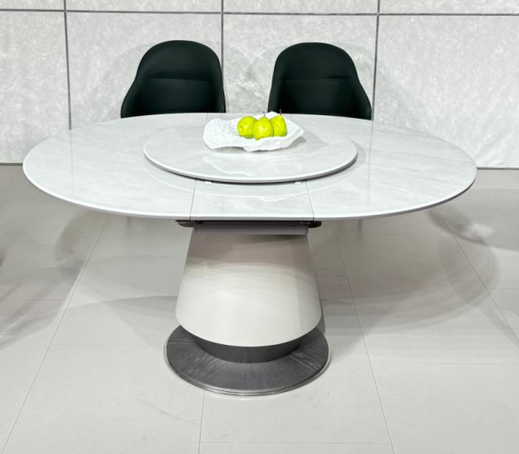 Elysia Round Stone Dining Table with Lazy Susan#H2532
