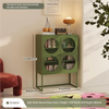 LoopView Steel Display Cabinet – Modern Green Sideboard with Circular Glass Doors