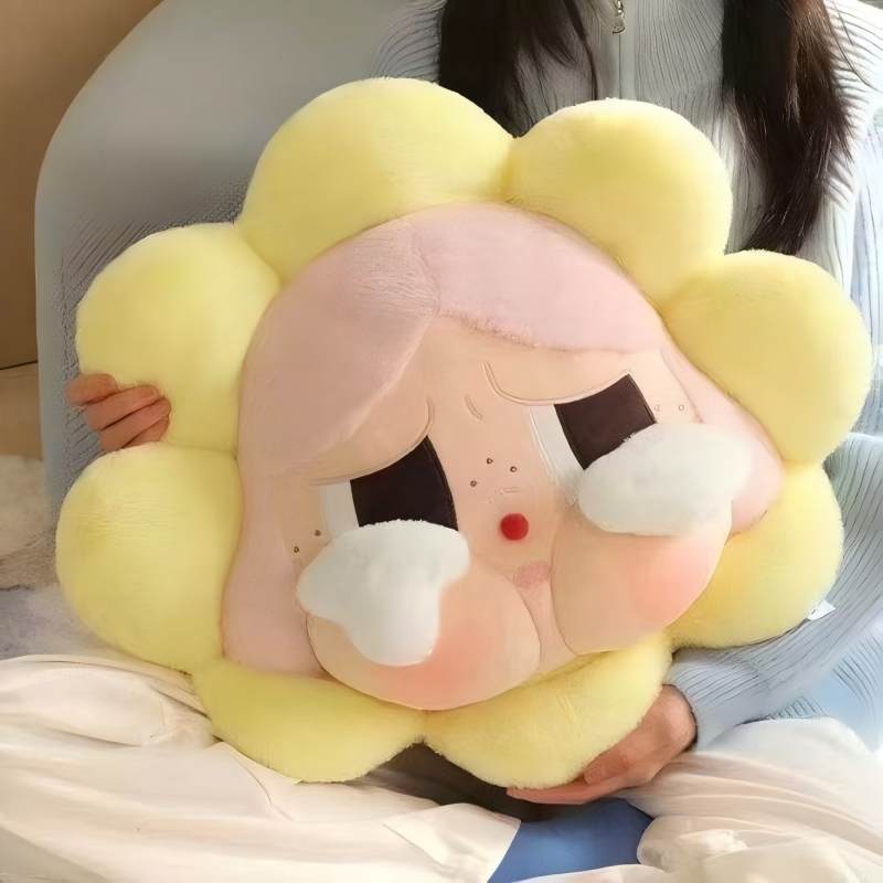 Sunny Tears Plush Pillow – Crying Girl Sun Cushion