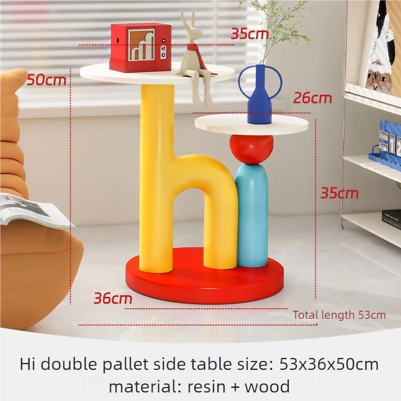 Hi Pop Art Side Table – Double Tier Resin Accent Table