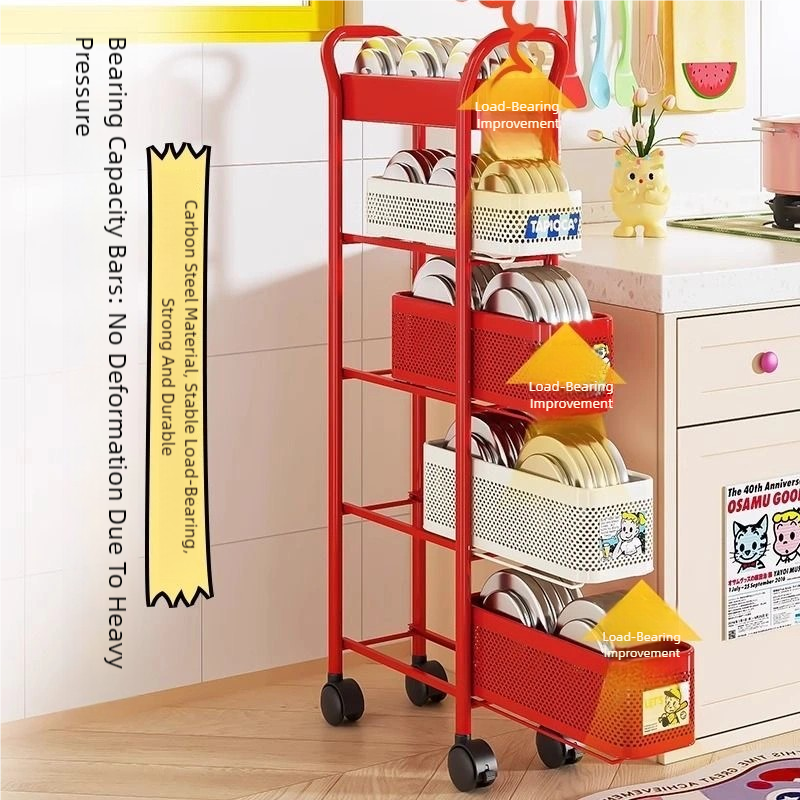 PopCart Slim Rolling Organizer – Retro Red & White Edition