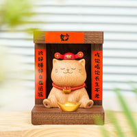 Lucky Charm Wooden Cat Figurine