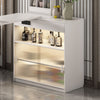 Luxe Compact Home Bar Cabinet with LED & Pull-Out Counter