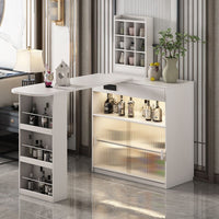 Luxe Compact Home Bar Cabinet with LED & Pull-Out Counter