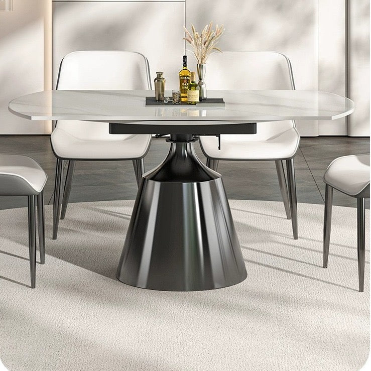 Luxe Marble Round Extension Dining Table