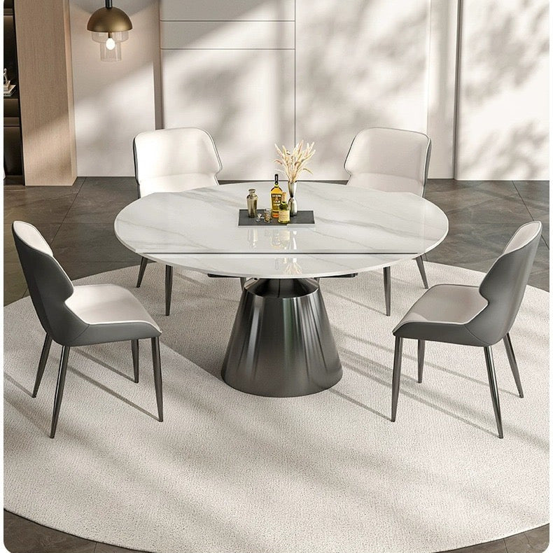 Luxe Marble Round Extension Dining Table