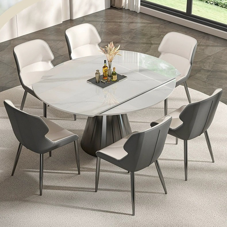 Luxe Marble Round Extension Dining Table