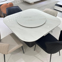 Marble Luxe Square Dining Table with Lazy Susan#H25123