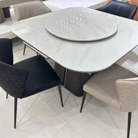 Marble Luxe Square Dining Table with Lazy Susan#H25123