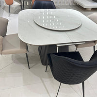 Marble Luxe Square Dining Table with Lazy Susan#H25123