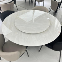 Luxe Marble Round Dining Table with Lazy Susan#H25150