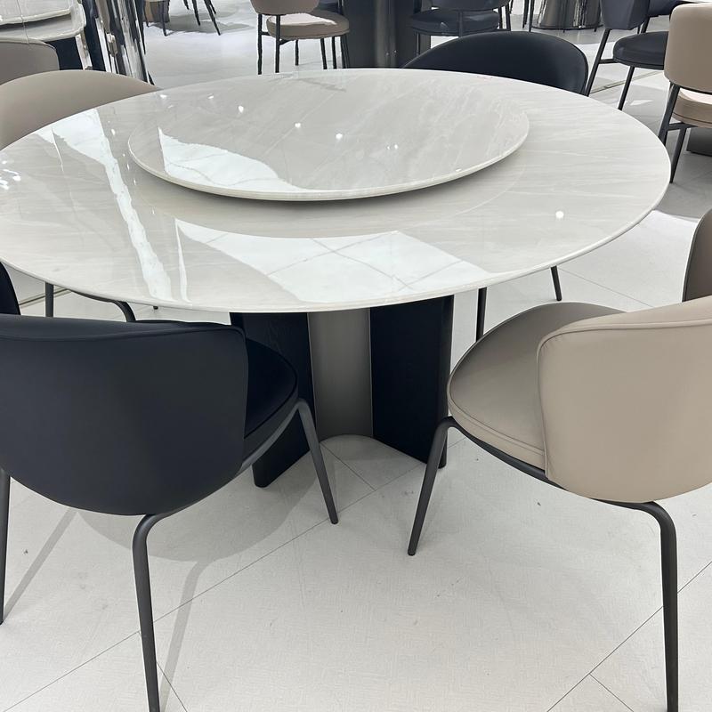 Luxe Marble Round Dining Table with Lazy Susan#H25150