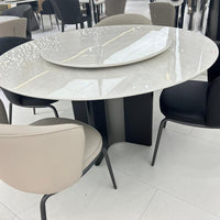 Luxe Marble Round Dining Table with Lazy Susan#H25150
