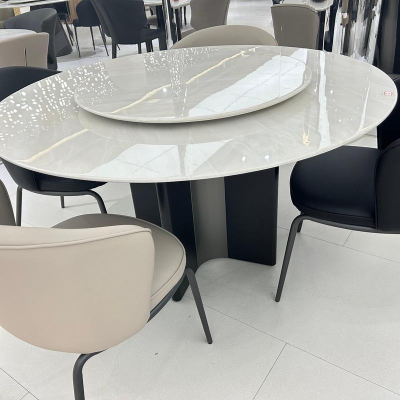 Luxe Marble Round Dining Table with Lazy Susan#H25150