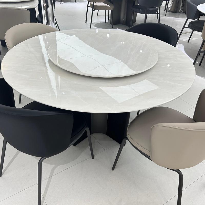 Luxe Marble Round Dining Table with Lazy Susan#H25150