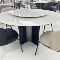 Luxe Marble Round Dining Table with Lazy Susan#H25150
