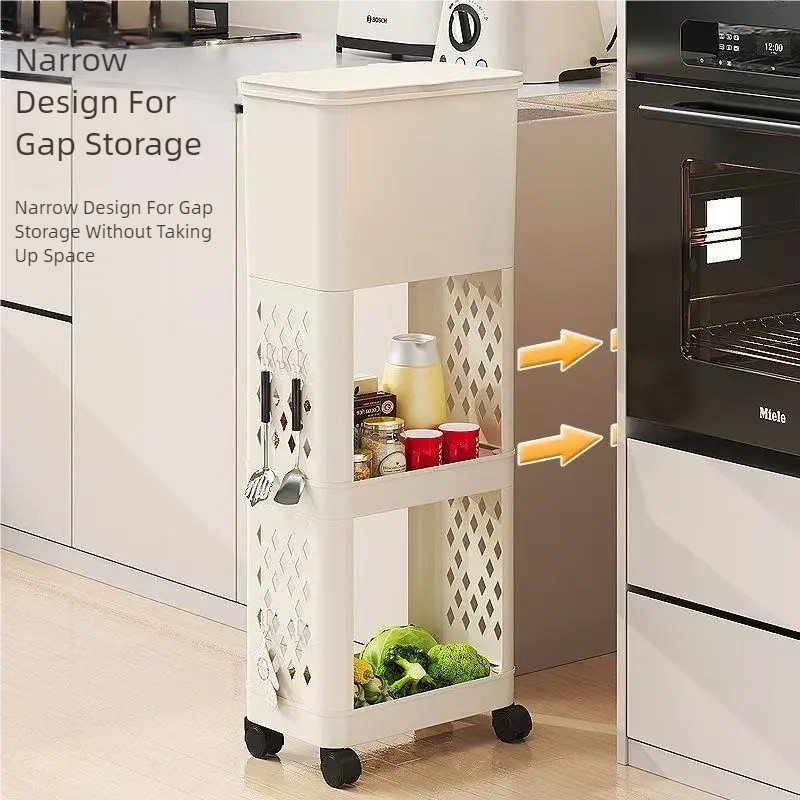 SlimFit Kitchen Storage Cart with Trash Bin
