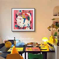 Whimsical Cat & Girl Wall Art