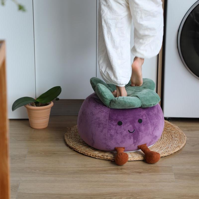 Plush Eggplant Buddy Ottoman